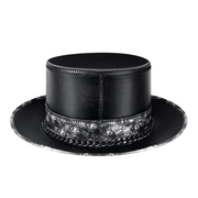pu leather skull chain hat, view 4 - MRSLM