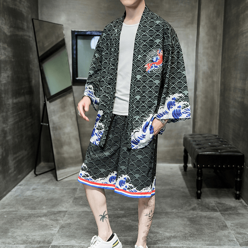 men's cotton kimono cardigan cloak - MRSLM