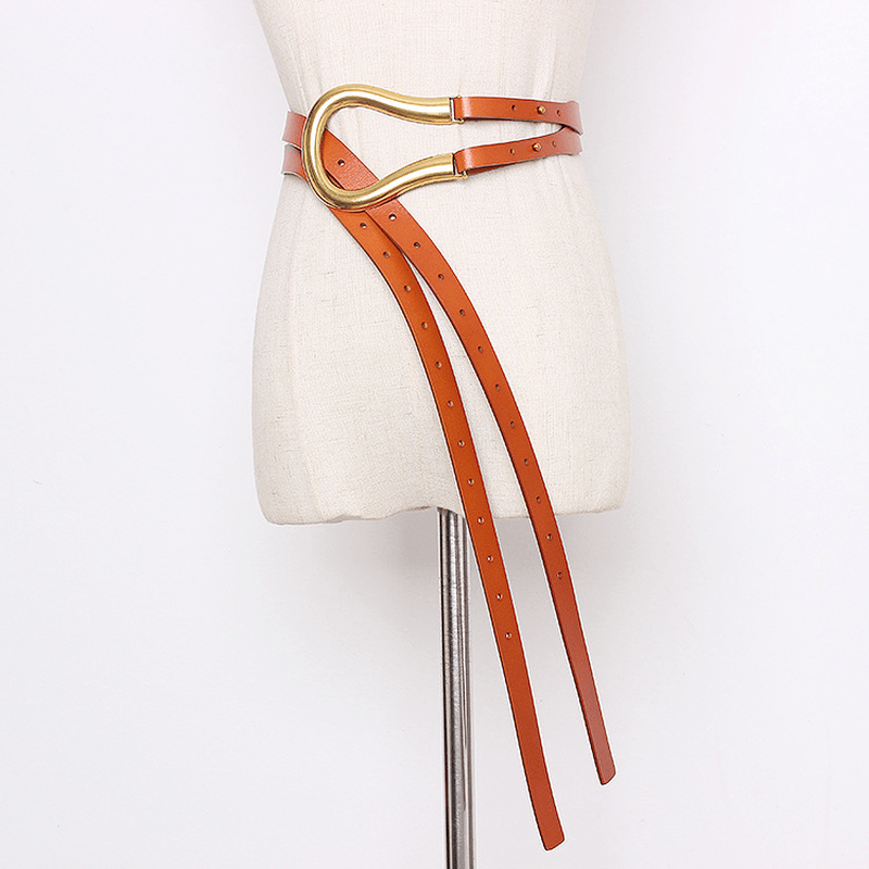 women's horseshoe buckle cowhide belt, view 8 - MRSLM