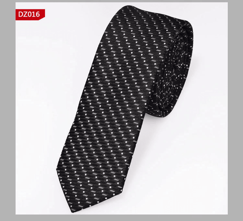 narrow striped jacquard tie, view 9 - MRSLM