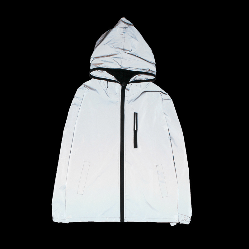 Solid Color Zipper Decoration Reflective Jacket Men'S Jacket - MRSLM
