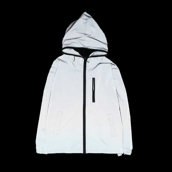 Solid Color Zipper Decoration Reflective Jacket Men'S Jacket - MRSLM