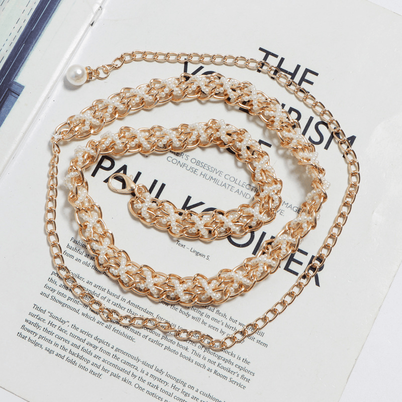 thin metal gold waist chain, view 3 - MRSLM