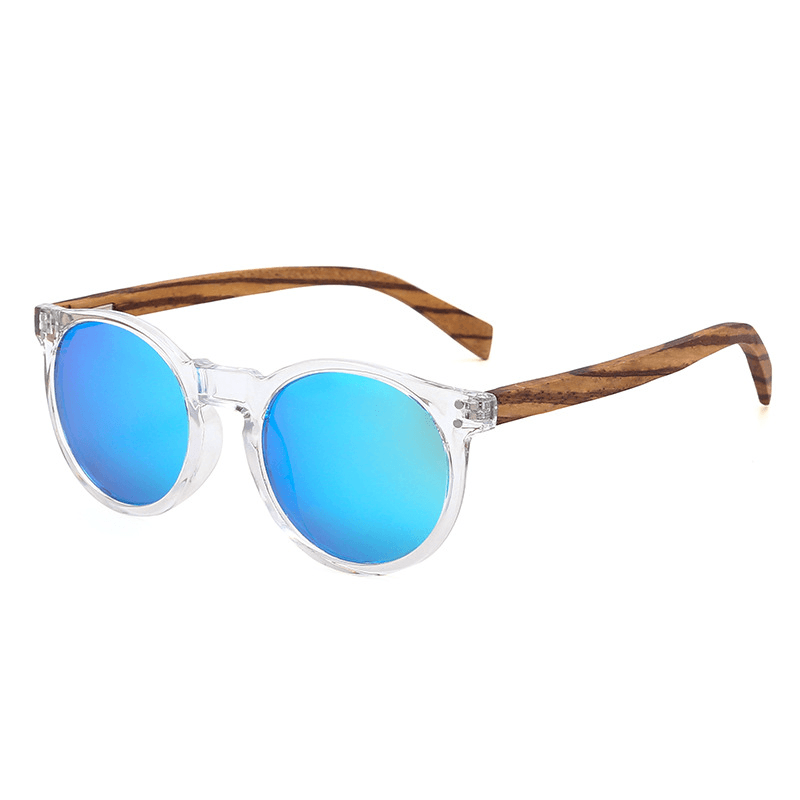 round frame bamboo wood polarized sunglasses, view 5 - MRSLM