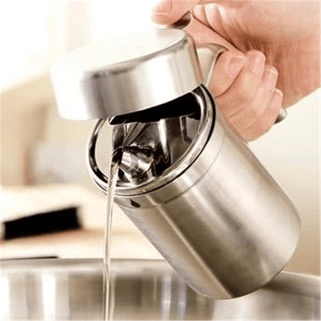 1000Ml Leak Proof Oil Dispenser Stainless Steel Pourer Vinegar Cruet Kitchen Flavouring Tool Bottles - MRSLM