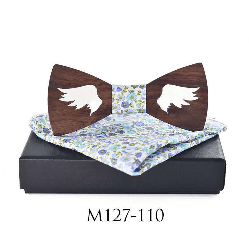 Casual Party Wooden Bow Tie Suit Polyester Silk Square Scarf Bow Tie - MRSLM