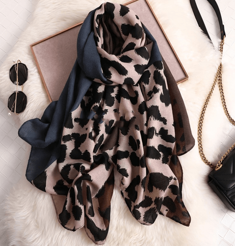 leopard print neck shawl, view 4 - MRSLM
