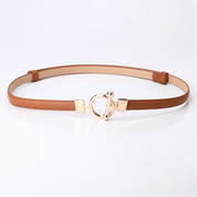 women's slim PU belt with round buckle, view 5 - MRSLM