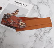 Women's wide elastic PU leather belt, view 5 - MRSLM