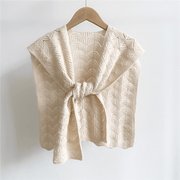 knitted double-sided maple leaf scarf, view 6 - MRSLM