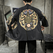 men's cotton kimono cardigan cloak, view 3 - MRSLM