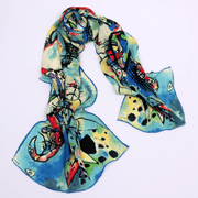 Mulberry silk oil painting scarf, view 4 - MRSLM