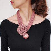 Large imitation pearl pendant lace necklace, view 3 - MRSLM