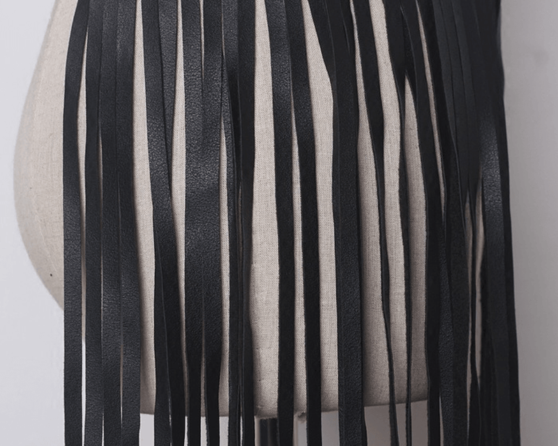 Wide black tassel fringe belt, view 4 - MRSLM