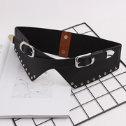 Women's wide elastic PU waist belt, view 7 - MRSLM