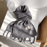 solid color tassel knitted scarf, view 8 - MRSLM