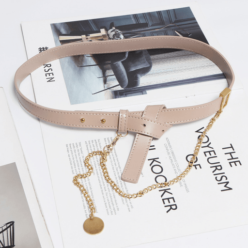 women's leather pin buckle chain belt, view 6 - MRSLM