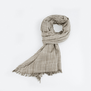 Unisex striped fringed scarf, view 5 - MRSLM