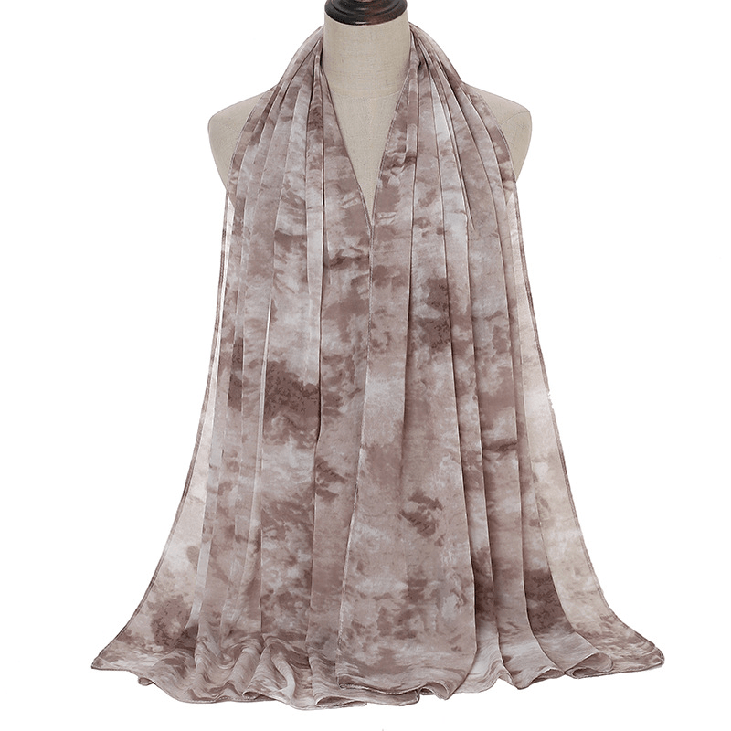 tie-dye printed chiffon scarf shawl, view 7 - MRSLM