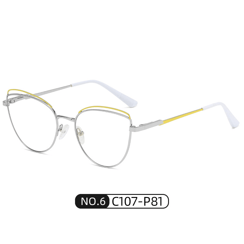 Women's two-tone metal cat eye glasses, view 7 - MRSLM