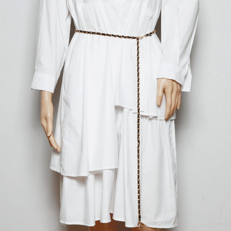 Thin Belt Fashion Chain Braided Waist Closure