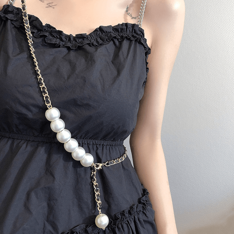 pearl metal braided waist chain belt, view 2 - MRSLM