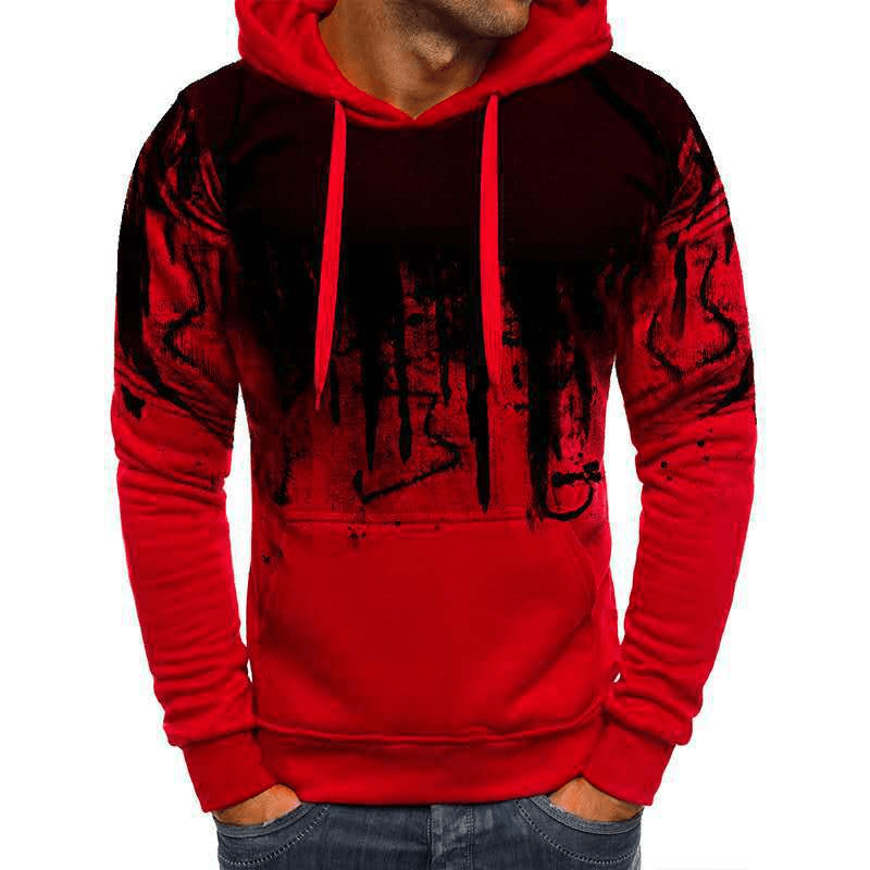 Men'S Velvet Sweatshirt with Ink-Splashing Print Pullover Sweater - MRSLM