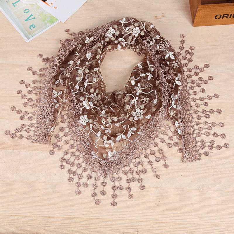 Women's lace fringed scarf, view 6 - MRSLM