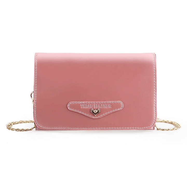 Bakeey Female Casual Patent Leather Small Square Bag Chain Phone Bag Shoulder Messenger Bag with Transparent Phone Slot - MRSLM