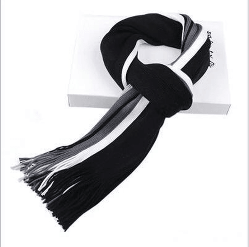 striped tassel scarf, view 3 - MRSLM