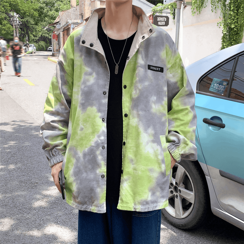 Men's tie-dye cotton baseball jacket, view 5 - MRSLM