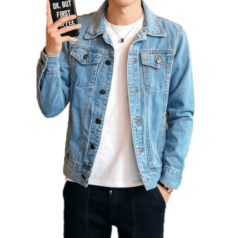 men's slim denim jacket, view 3 - MRSLM