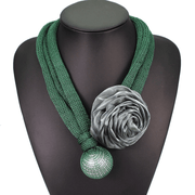 Large imitation pearl pendant lace necklace, view 4 - MRSLM