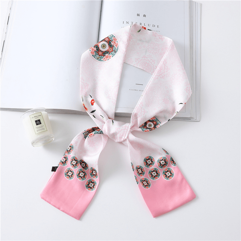 narrow long silk scarf, view 9 - MRSLM