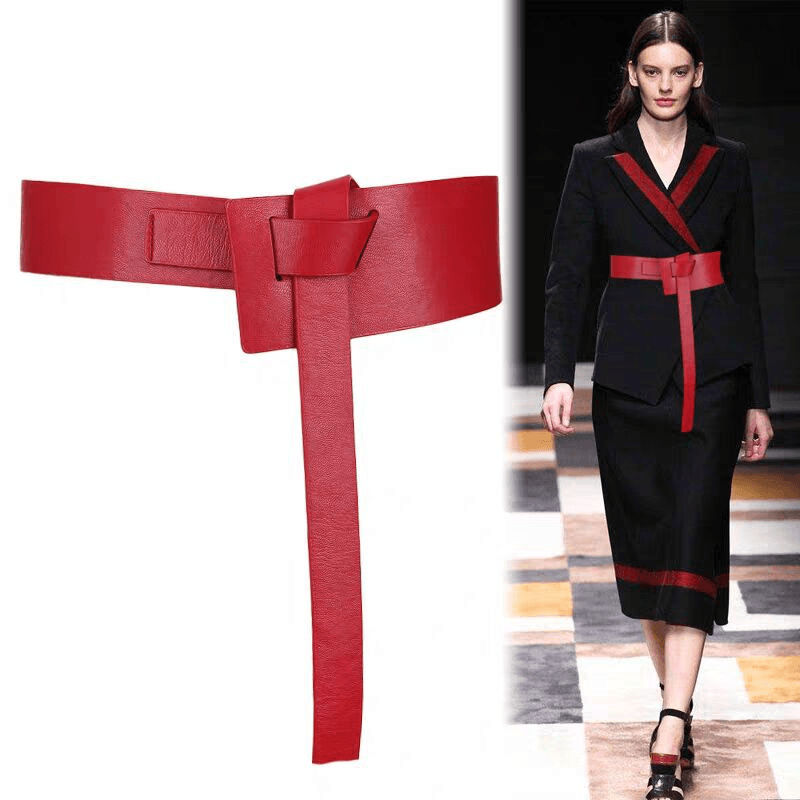 women's extra wide knotted faux leather belt, view 8 - MRSLM