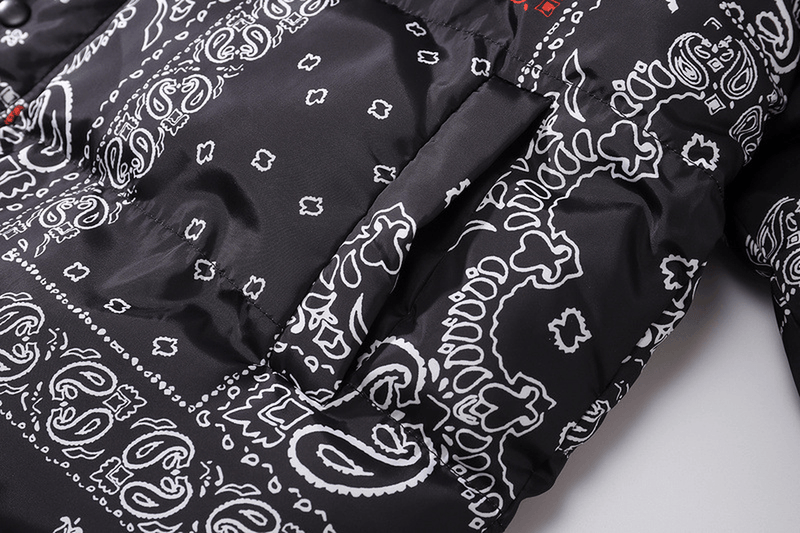 men's thick cashew flower print cotton coat, view 6 - MRSLM