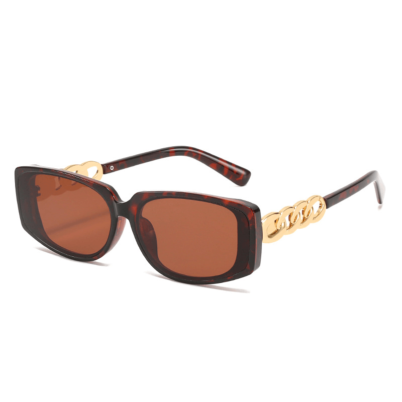 women's chain detail square sunglasses, view 6 - MRSLM