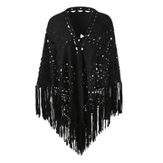 fringed geometric shawl cape, view 9 - MRSLM