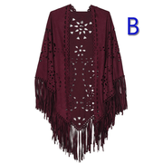 fringed geometric shawl cape, view 4 - MRSLM