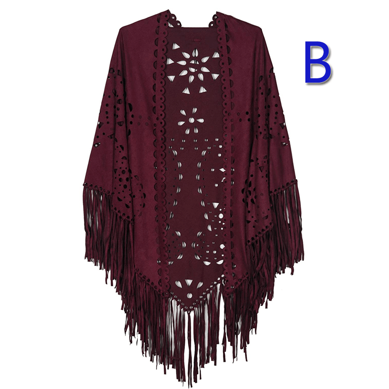 fringed geometric shawl cape, view 4 - MRSLM