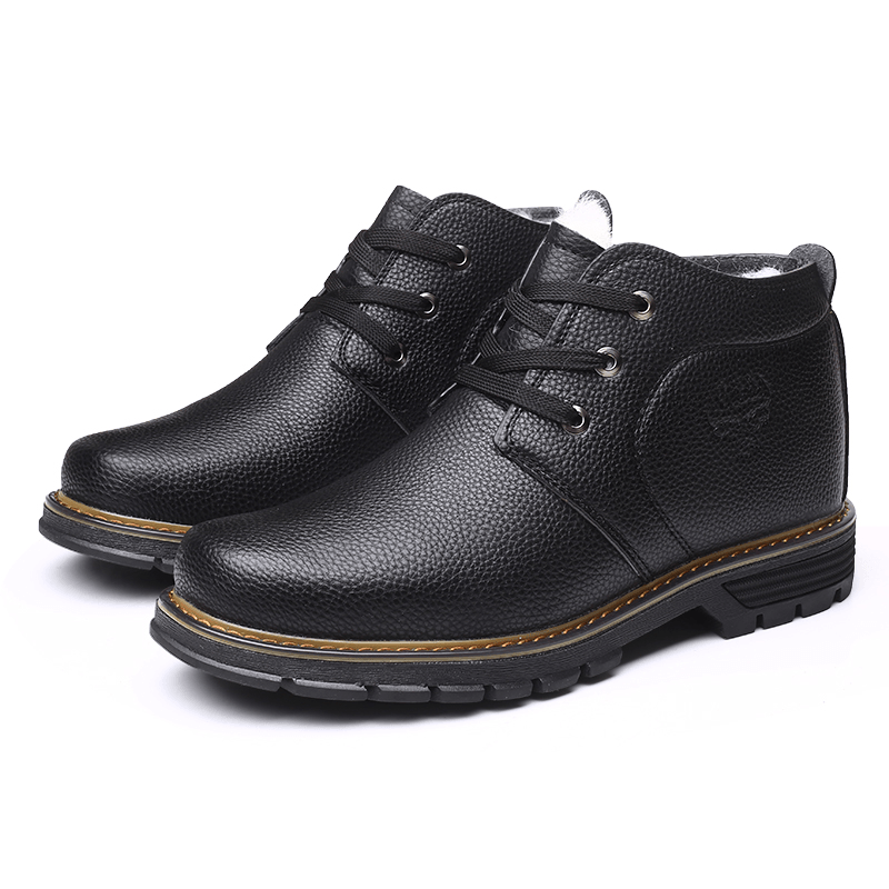 Men Comfy Microfiber Leather Warm Business Casual Winter Ankle Boots - MRSLM