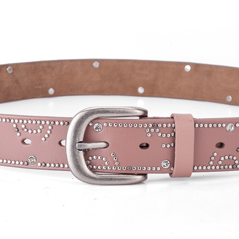 Women's cowhide leather rhinestone belt, view 2 - MRSLM