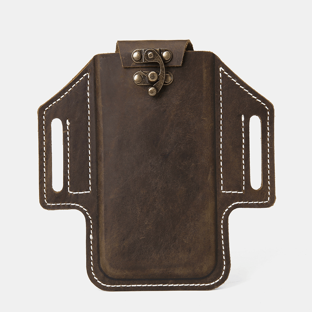 Men Genuine Leather EDC Bag Waist Pack 6.3 Inch Phone Bag with Belt Loops - MRSLM