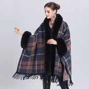 Knitted check shawl cardigan cloak - MRSLM