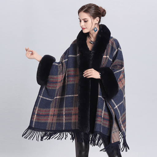 Knitted check shawl cardigan cloak - MRSLM