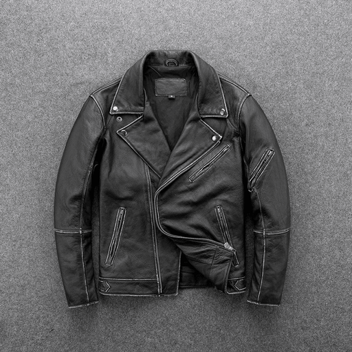 men's retro cowhide motorcycle jacket - MRSLM