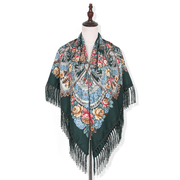 Printed fringed square shawl, view 13 - MRSLM
