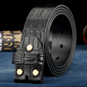 men's cowhide pin buckle belt, view 3 - MRSLM