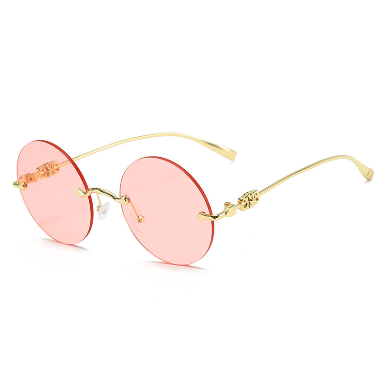 round gold frame gradient sunglasses, view 7 - MRSLM