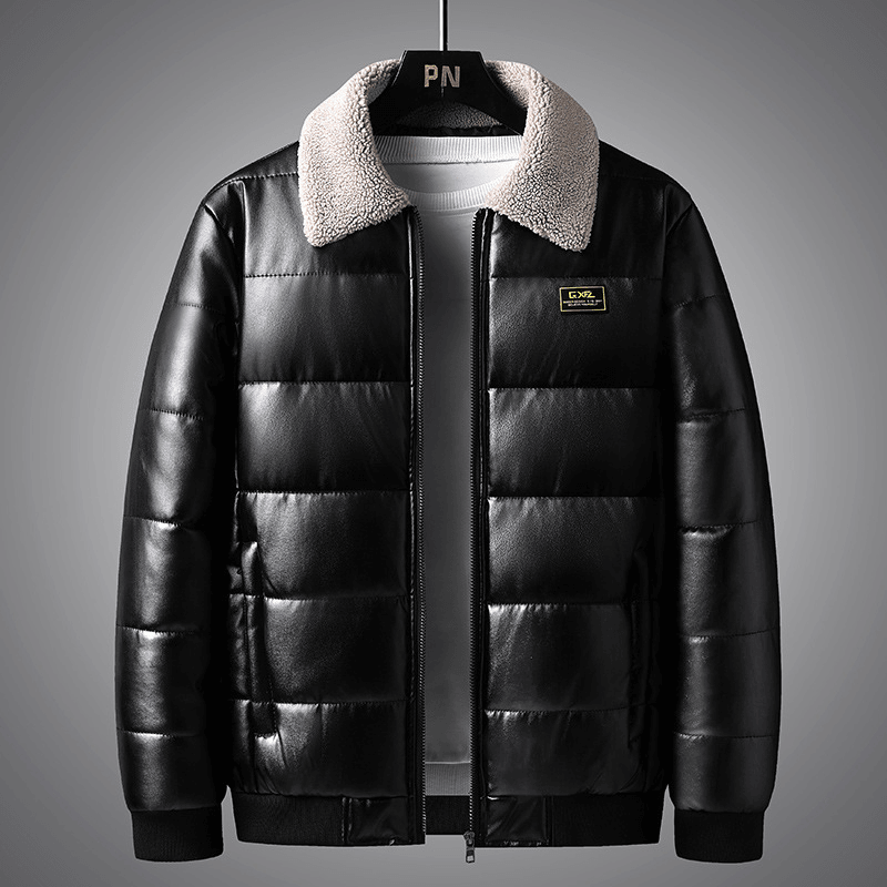 men's thickened PU leather winter jacket - MRSLM